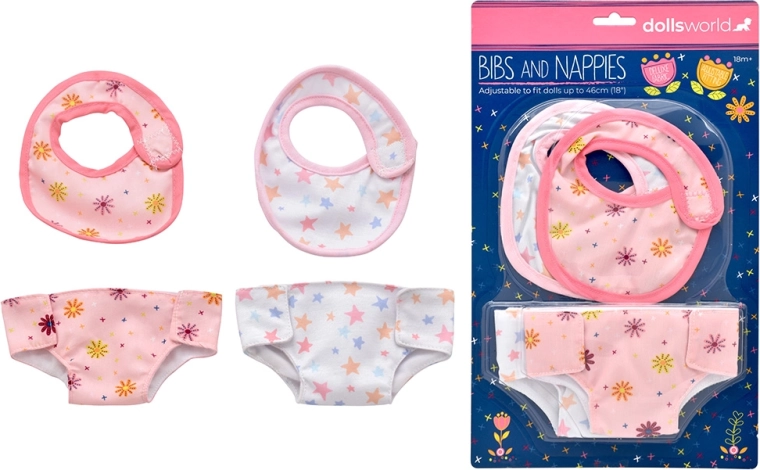 Dolls World põlled ja mähkmed 46 cm nukkudele