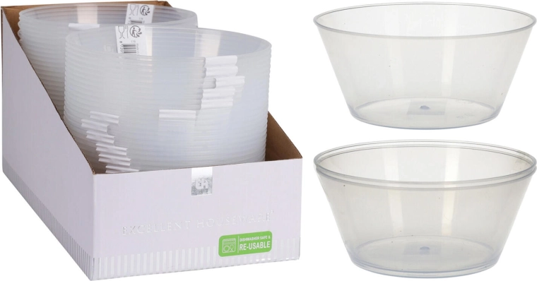Plastkauss 15 cm 750 ml, läbipaistev, komplekt 2 tk