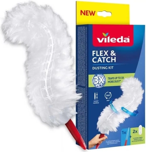 Tolmuhari lühikese käepidemega + 2 varuotsikut Flex & Catch