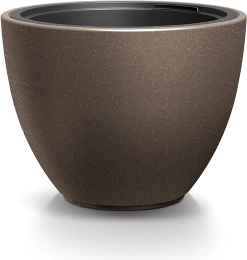 HEOS Eco Wood planter with insert 29.8 cm – coffee