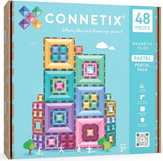 Connetix Pastel Portal Pack – loomingulised magnetehitusklotsid, 48 osa