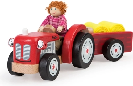 Tidlo puidust traktor haagisega