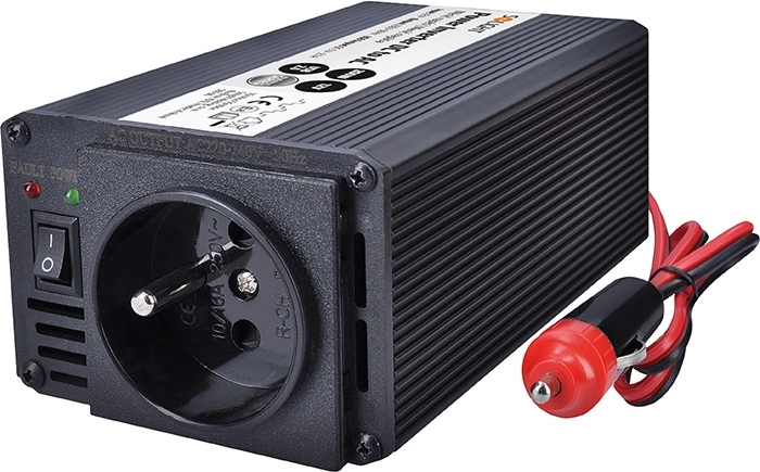 Solight pingemuundur 12 V → 230 V 200 W USB-ga, metallist, must