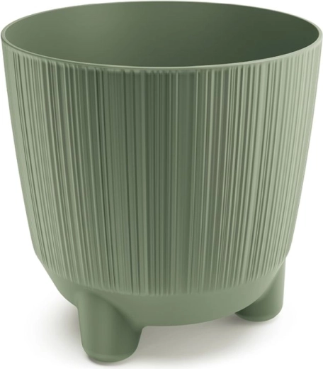 Planter with legs, 19.5 cm diameter, earthy green