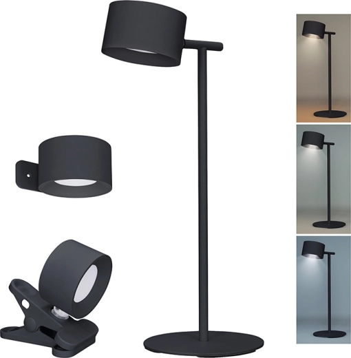 Solight LED-laetav lamp 3-ühes koos hämardamise ja valgusvärvi muutmisega, must