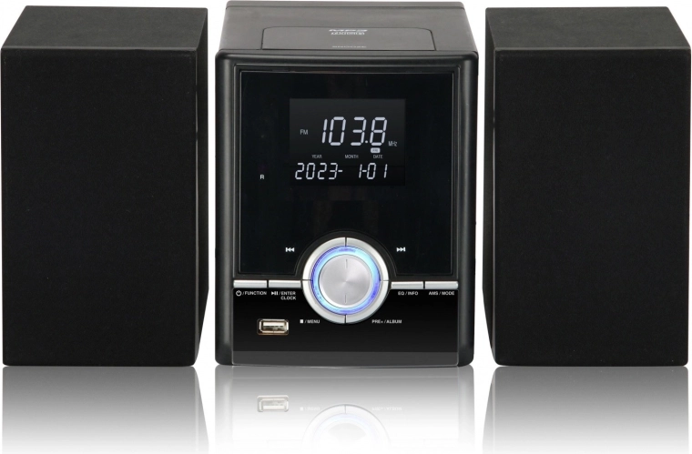 Tornimikrosüsteem Bluetoothi, CD ja USB-ga – must