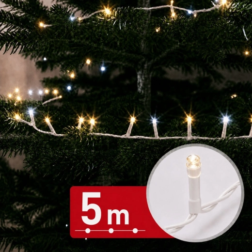 LED icicle light chain with effect, 5 m, 250 LEDs, warm and cool white