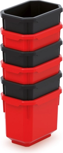 6 plastkasti komplekt tööriistade jaoks TITAN BOX 110 × 75 × 263 mm – must/punane