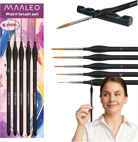 Maaleo 5 maalimispintsli komplekt alusega