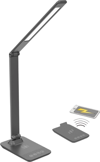 Solight LED-hämardatav laualamp juhtmevaba laadimisega, 10 W, värvustemperatuuri muutmine, hall