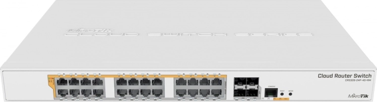 24× Gigabit PoE lüliti 4× SFP+ MIKROTIK CRS328-24P-4S+RM