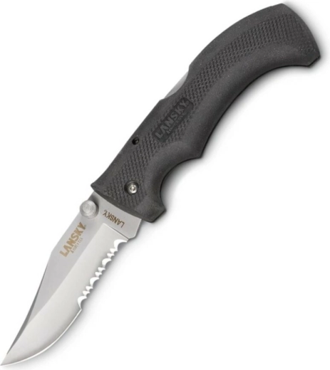 Lansky Easy Grip universaalne taskunuga osaliselt sakilise teraga, must