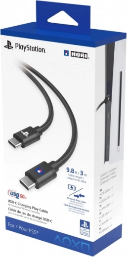 HORI USB-C laadimis- ja mängukaabel PS5 DualSense'i jaoks, 3 m