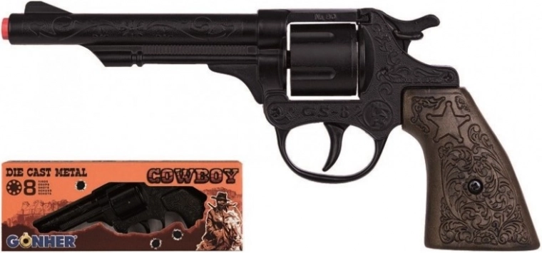 Kovboi metallrevolver GONHER 8 lasuga