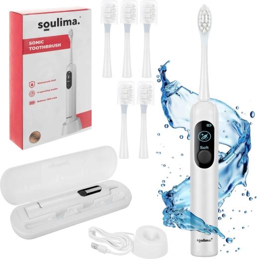 Electric sonic toothbrush Soulima X800 white with inductive charging and 6 brush heads