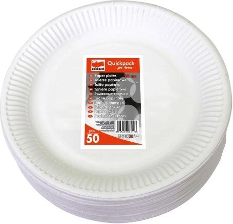 Ühekordsed paberist taldrikud 23 cm, valged (50 tk)