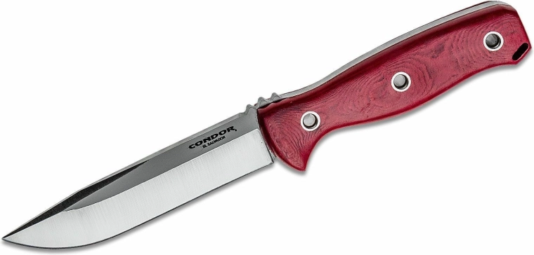 Välinož Condor Bushcraft Bliss, 12,2 cm, punane Micarta, Kydex + naha ümbris