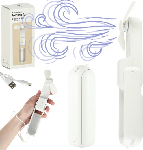 Kaasaskantav kokkupandav mini USB-ventilaator 2-ühes, valge