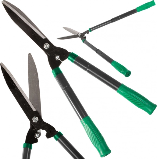Telescopic garden hedge shears with ergonomic handles