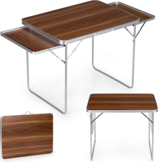 Multigarden kokkupandav matkalaualaud 120 × 60 cm, 2 külgriiuliga, pruun