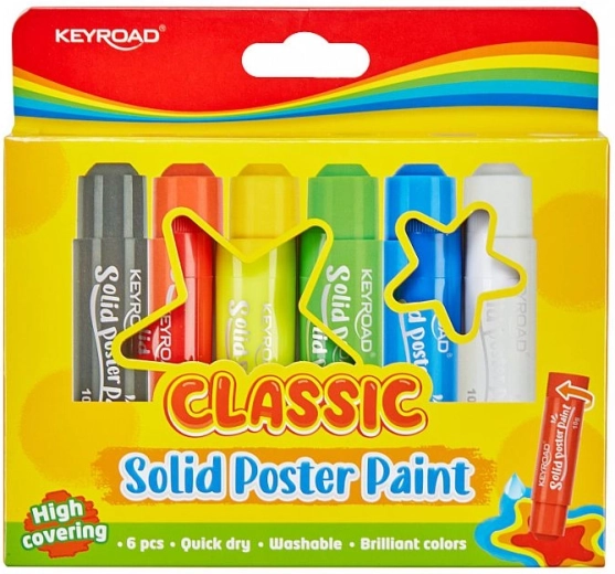 Klassikalised tahked temperavärvid pulgas, komplekt 6 tk