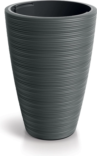 Vena Round Planter 35 cm dark gray with inner insert