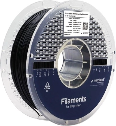 Eriti elastne PLA-filament 1,75 mm 1 kg must