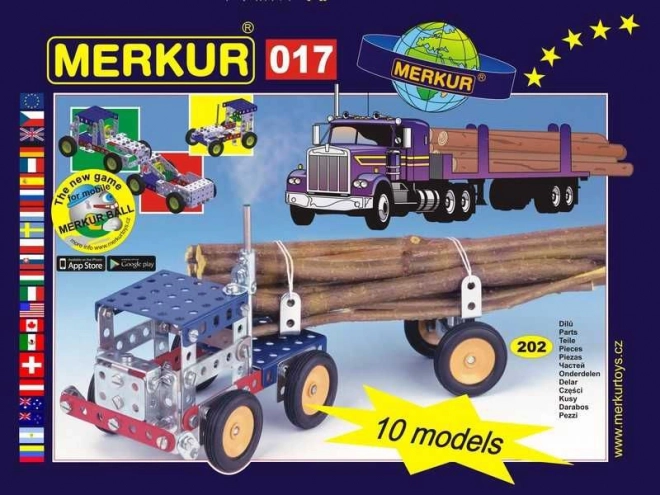 Merkur veoki ehituskomplekt – metallist konstruktorikomplekt 202 osaga, 10 mudelit