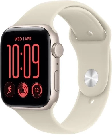 Apple Watch SE 3 GPS 40 mm with a starlight aluminum case and a sand-colored S/M sport band