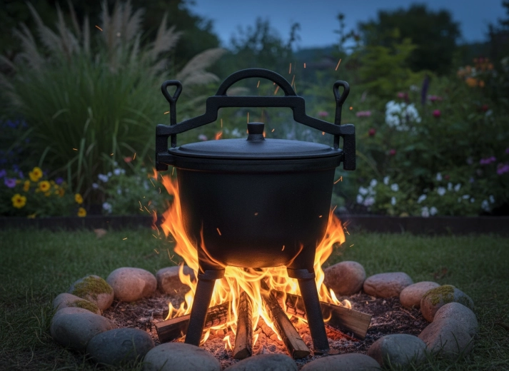 Stable tripod for cooking over the fire