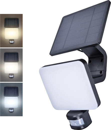 Solight LED päikesetoitel välisseinavalgusti anduriga 11 W 1200 lm 3 CCT must - 1 tk