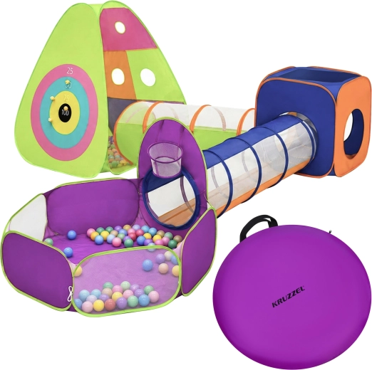 Kruzzel children’s tent with tunnels 5-in-1 with dry ball pit and balls - 1 piece