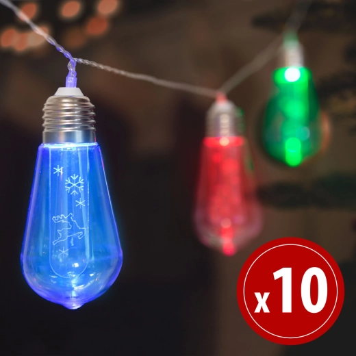 Värviline LED-valguskett põhjapõtradega, 10 LED-i, 1,9 m