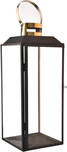 Metallist dekoratiivne latern must-kuldne 34 cm