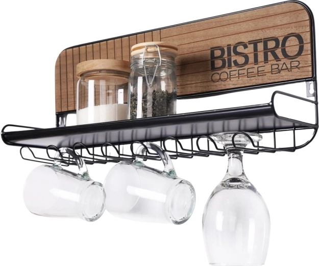 Seinale kinnitatav klaaside ja kruuside hoidik Bistro