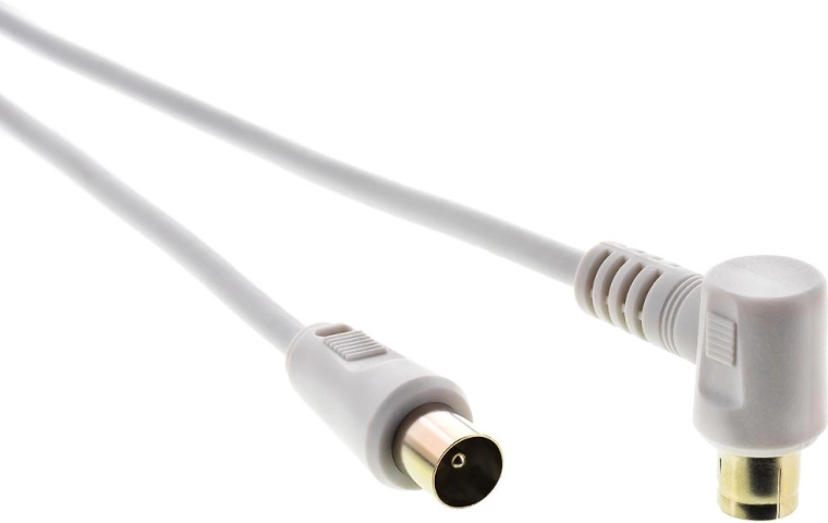 Sencor antenni koaksiaalkaabel pistik–pesa 90° 2,5 m, valge