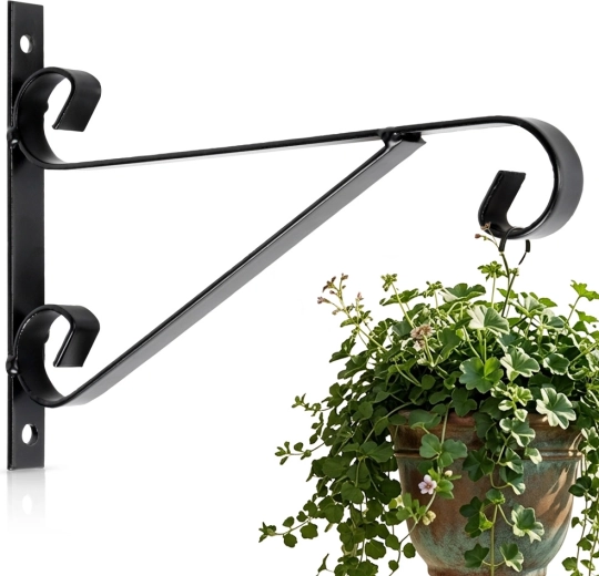 Vilde must metallist seinahoidik lillepotile, 19,5 × 1,8 × 14,5 cm