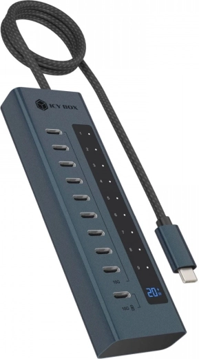 USB-C jaotur IB-HUB1450-C31, 10× USB-C Gen 2 toiteadapteriga