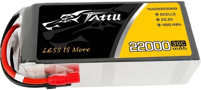 Tattu LiPo-aku 22000 mAh 22,2 V 6S koos AS150/XT150 pistikutega