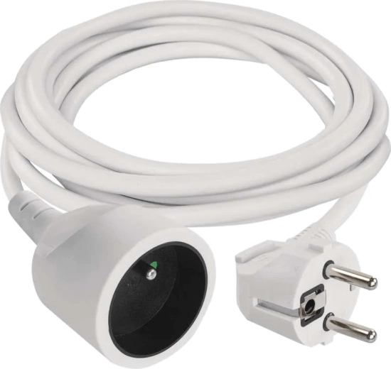 Pikendusjuhe EMOS 2 m, 1 pistikupesa, valge