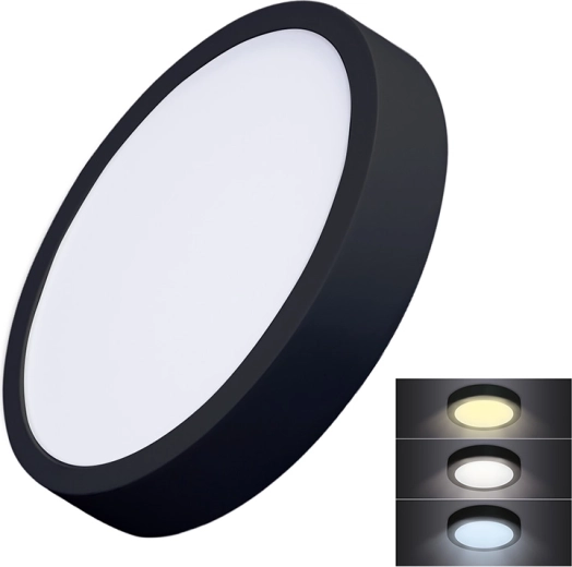 Solight LED pinnapealne mini CCT-paneel 24 W, ümmargune, must