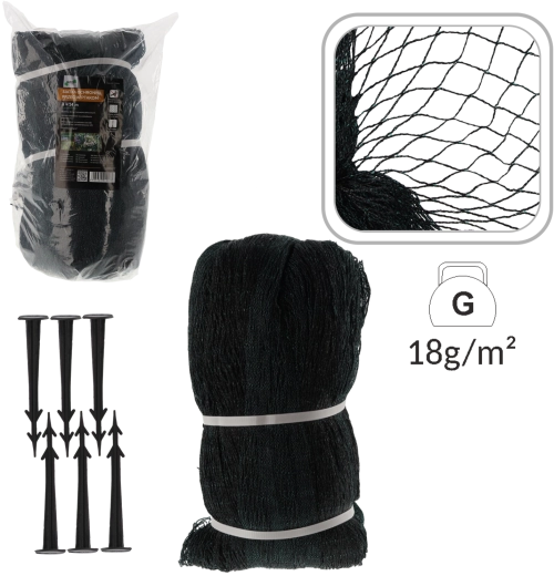 Lindude kaitsevõrk 8 × 14 m, 18 g/m² + 16 plastkinnitustihvti