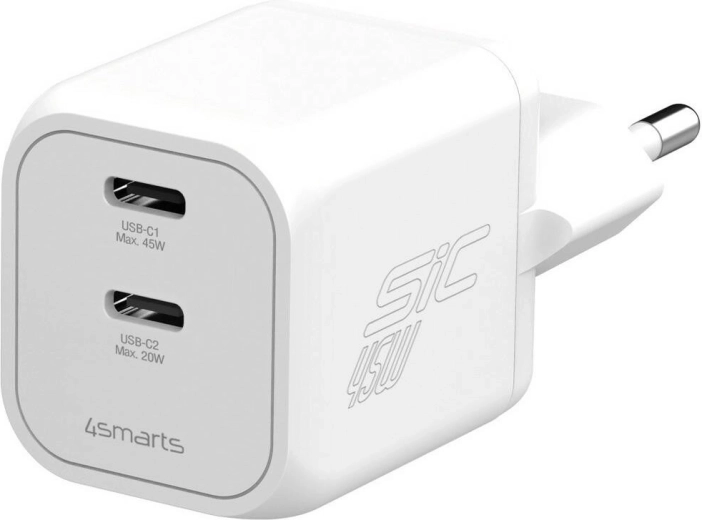 4smarts 45 W PD SiC Dual võrgulaadija, valge