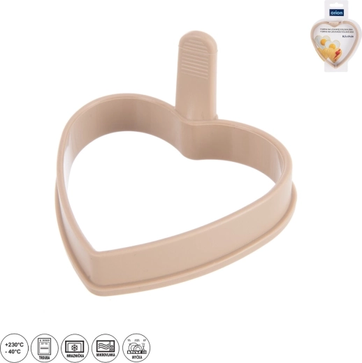 Silicone mold for pancakes and eggs, heart shape 9.5 × 9 cm, beige