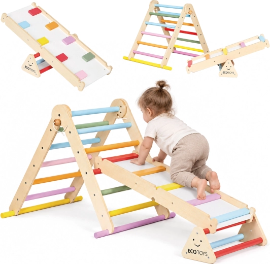 Puidust Montessori ronimisredel Luna koos kahepoolse plaadiga ECOTOYS