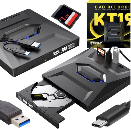 Väline CD/DVD-kirjutaja RENEW FORCE 5-ühes koos USB 3.0 ja kaardilugejaga