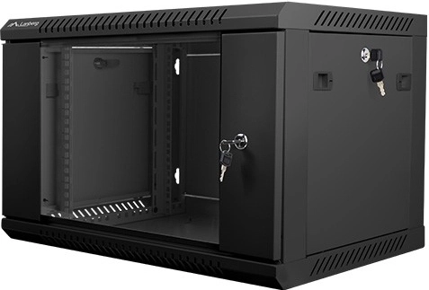 Seinale paigaldatav serverikapp 19'' 6U 600x450mm must klaasuksega