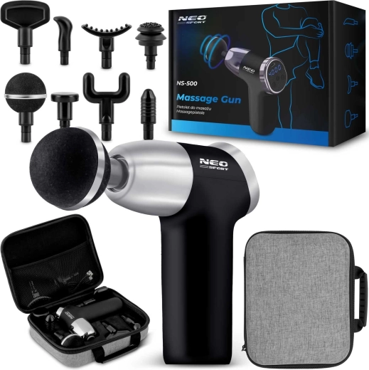 Neo-Sport NS-500 Massage Gun with 8 Attachments, Black