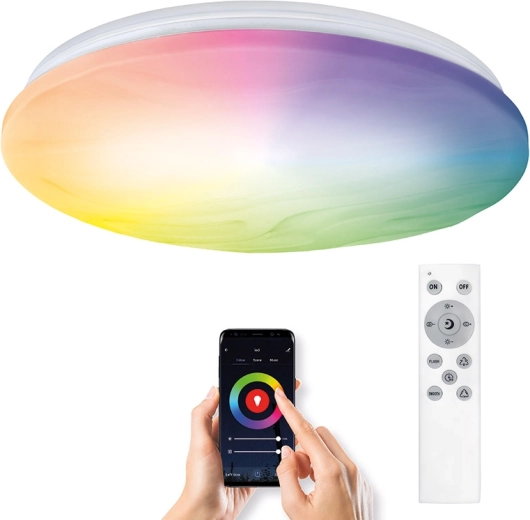 Solight nutikas LED-laevalgusti Wave 30 W (Wi‑Fi, RGB + CCT, kaugjuhtimine)