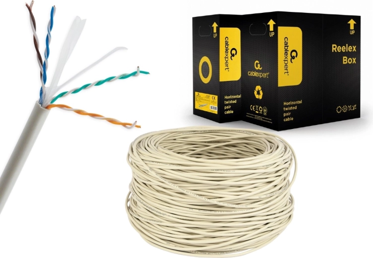 Category 6 UTP cable, AWG24 solid conductor, 305 m, gray